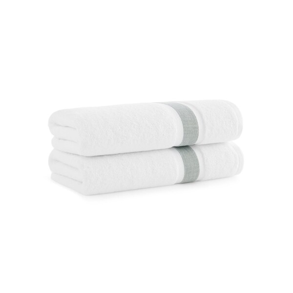 Monarch Brands Aegean Recycled Bath Towels 30in x 60in - Stripe, Dark Sage Green, 2PK P-BT-RT-3060-DS - main